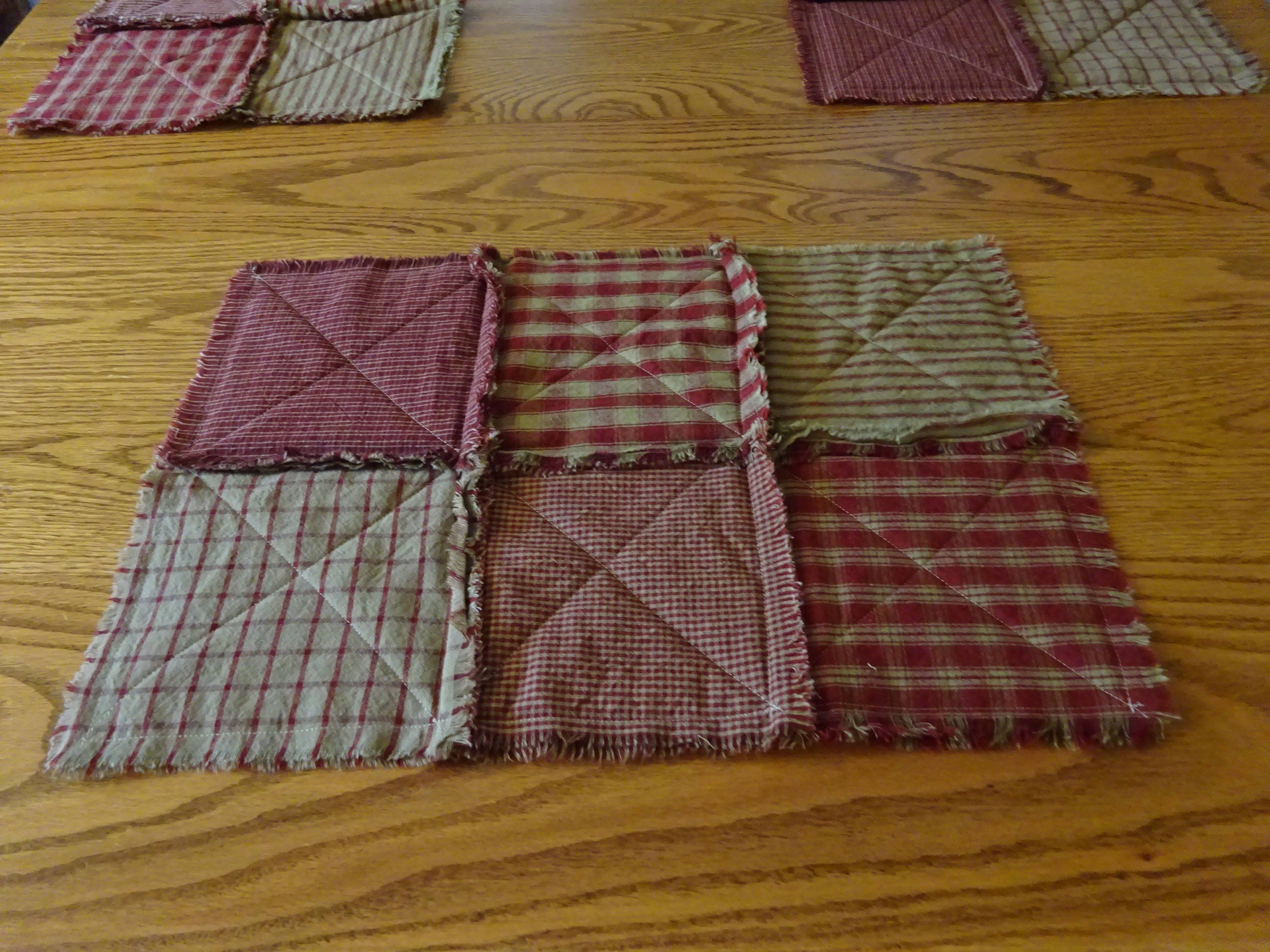 Rag Placemats, 6 Rag Placemats, Table Placemats, Quilt Placemats