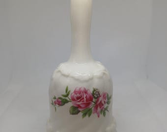 Vintage Porcelain Bell, Porcelain Bell With Pink Roses, Decorative Bell, Mothers Day Gift