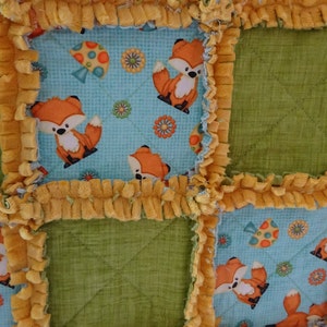 Rag Quilt, Wildlife Baby Quilt, Baby Rag Quilt,  Fox Rag Quilt, Wildlife Nursery Decor, Lap Throw, Gender Neutral Rag Quilt, Play Mat