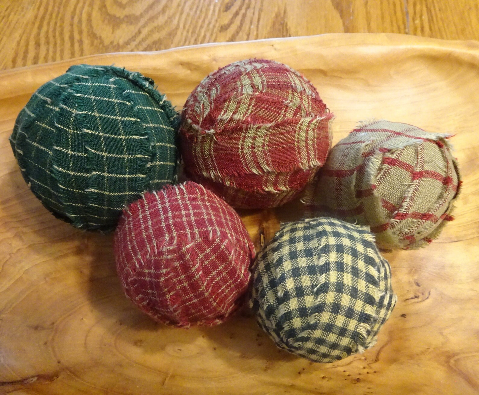 Rag Balls Homespun Rag Balls Christmas Bowl Filler Etsy