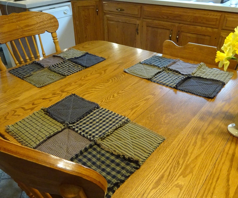 Blue Homespun Placemats 6 Rag Quilt Placemats Table Mats Etsy