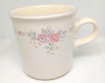 Vintage Pfaltzgraff Trousseau Coffee Mug, Floral Stoneware