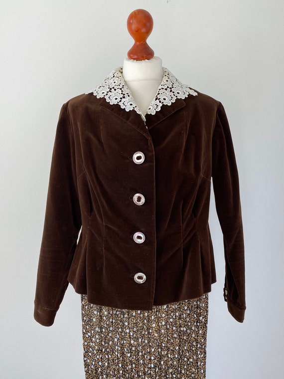 Original Vintage 30s Velvet Jacket, Blazer, Velve… - image 3