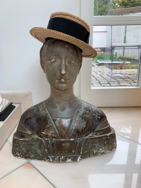 French Straw Hat, Canotier, Original Vintage, '30s