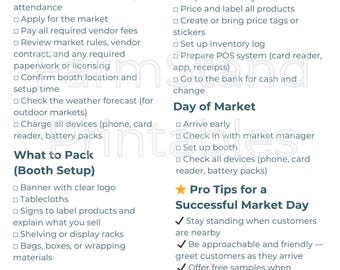 Market Day Prep Checklist | Farmers Market Vendor Packing List | Small Business Market Printable | Canva Template