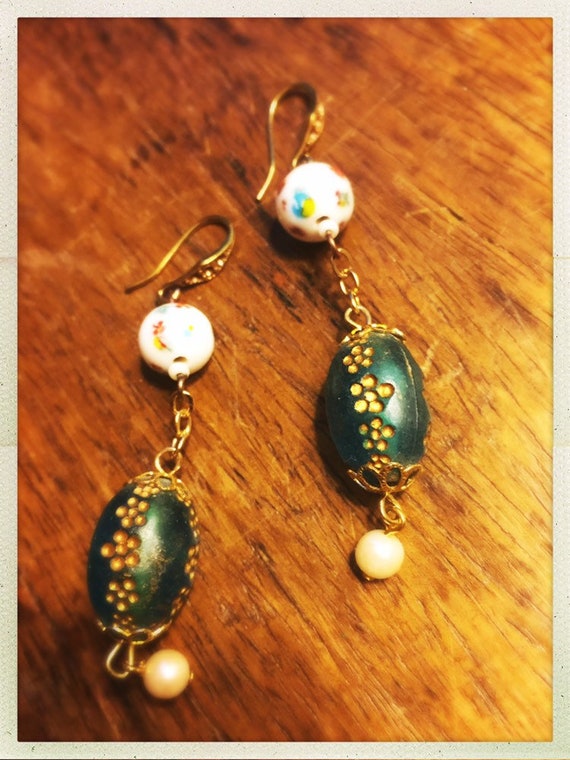 vintage peacock earrings