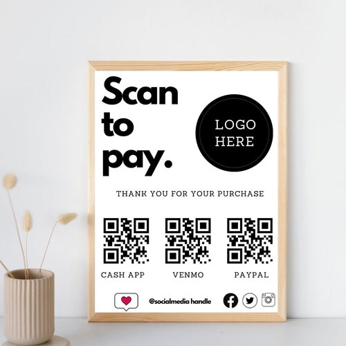 Scan to Pay Canva Editable Template Scan and Pay Sign - Etsy