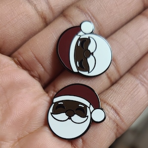 Black Santa Claus earrings | nickel free earrings | black santa | Christmas earrings | holiday jewelry | Christmas | African American Santa