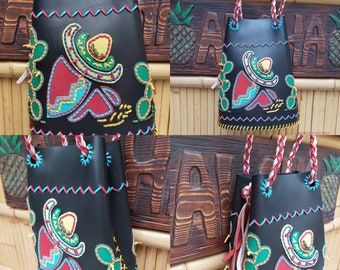 New! Mexican! Hand-colored! Bucket bag, Chimayo style bag!