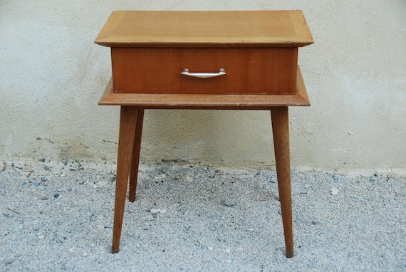 Petite Table Retro Chevet Ou Bout De Canape En Chene Et Etsy