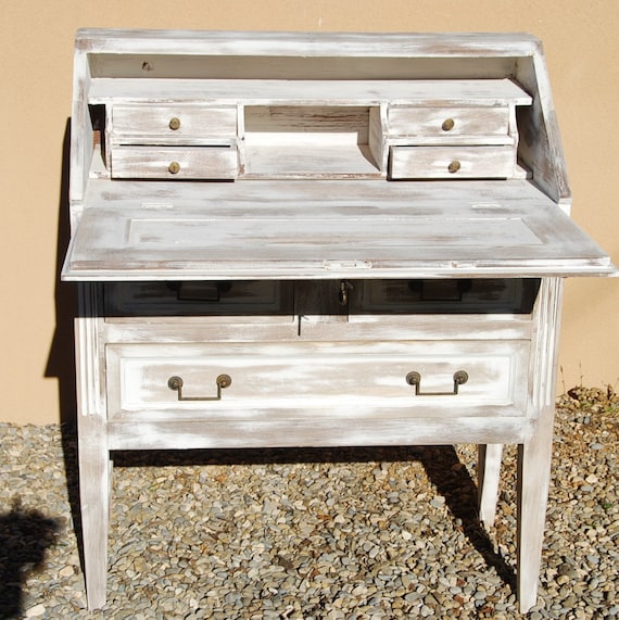 Vintage French Drop Front Desk With Neat Small Drawers Inside Etsy