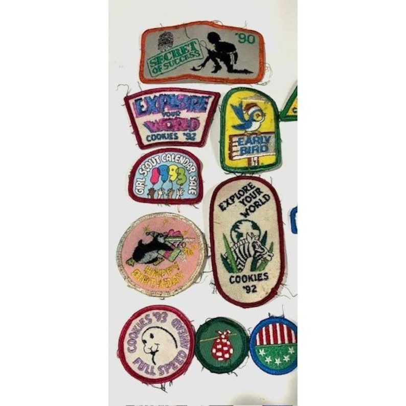 Lote de 27 parches vintage de las Girl Scouts de la década de 1990, más 4 pines de membresía. Artículos de colección. imagen 4