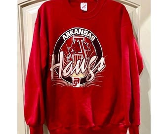 VINTAGE 1990's Arkansas Razorbacks Sweatshirt Men's XL Red Jerzees Crewneck