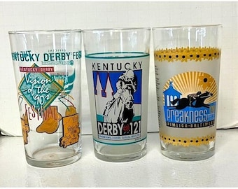 Lot of 3 Kentucky Derby Drinking Glasses