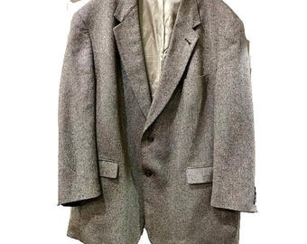 Vintage Austin Reed Men's Size 48R Tweed Sport Coat Brown w Gold Cream Blend