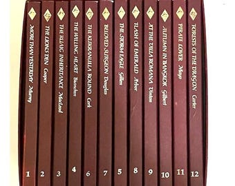Colección de novelas románticas Harlequin Premiere Editions en caja, años 80, 12 títulos vintage.