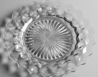 American Fostoria 8" Clear Glass Salad Plates Vintage