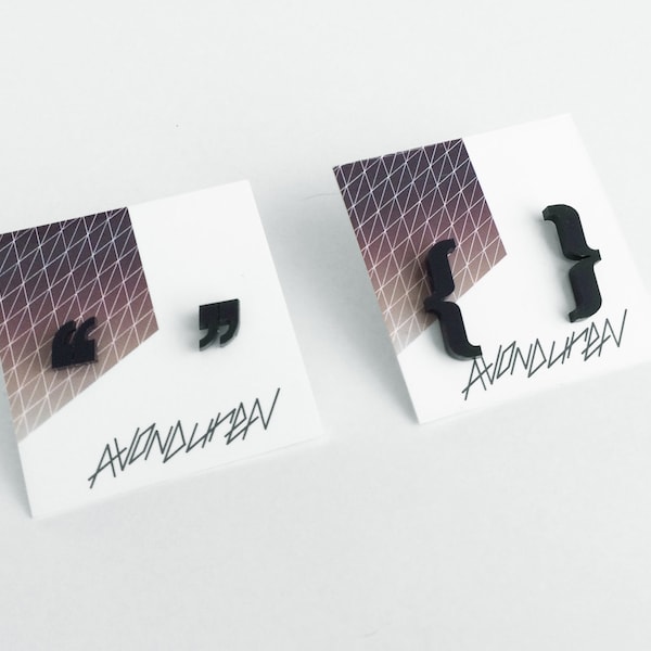 Punctuation marks earrings (curly brackets and quotation marks)