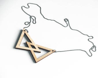 Geometric wooden necklace