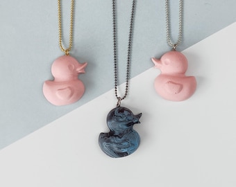 Necklace with blue or pink duck