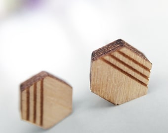 Wooden hexagon earrings