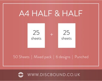 A4 Half-and-Half Insert for DISCBOUND Notebooks, Create your perfect setup, Arc, Atoma, Happy Planner, Levenger Circa