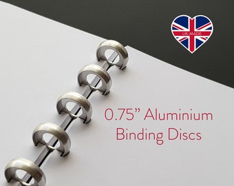 UK-Made 20mm (3/4") Aluminium binding discs for disc-bound notebooks, planners and organisers (Arc, Atoma, Levenger, Happy Planner etc)