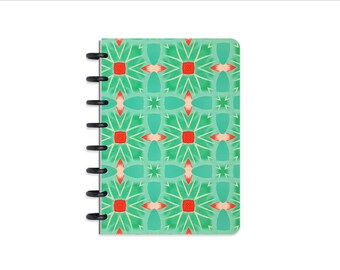 A5 'Playful Patterns #3' disc-bound notebook, aluminium or plastic discs, plain or dot grid paper, compatible with Arc, Atoma, Circa
