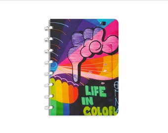 A5 'Life in Color' disc-bound notebook, aluminium or plastic discs, plain or dot grid paper, compatible with Arc, Atoma, Circa