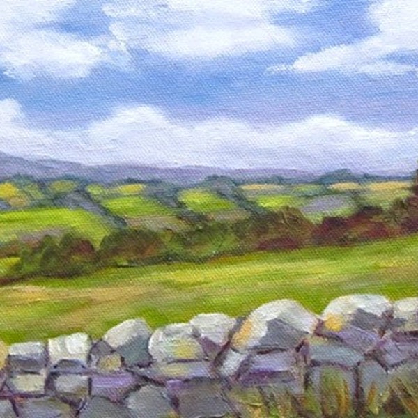 Toward the Burren, Ireland, Irish subject, original oil, Irish landscape, 12 x 6, trees, oil painting
