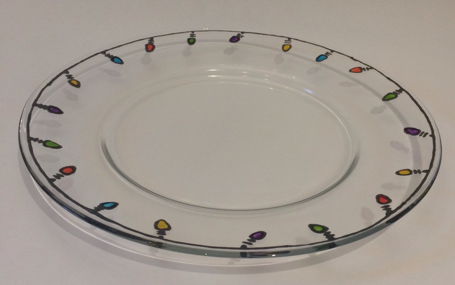 Lichterkette Glas Speiseteller, Weihnachten handbemalte Teller