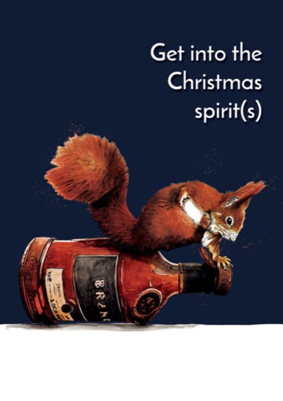 Funny Squirrel Christmas Card Funny Squirrel Xmas Card Etsy