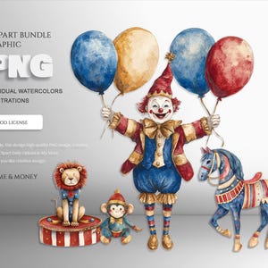 Clipart de Aquarela de Circo. Fundo Transparente PNG 12+2 Arquivos