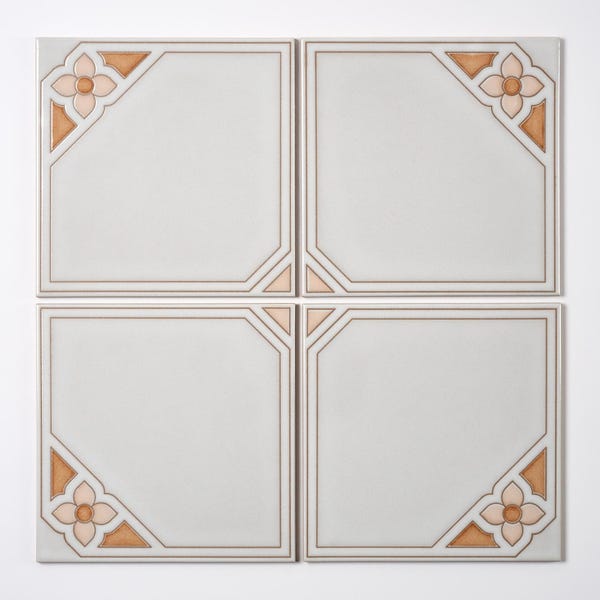 1980s "Salmon Tuscan" Italian Floral Floor Tile, 684 Sq Ft Available - 18 Sq Ft Per Box