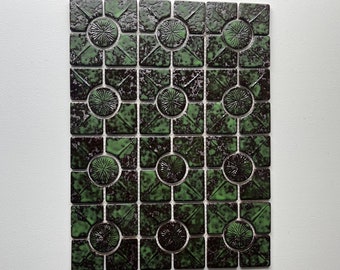 Green/ Silver Japanese 1960s Wall Tile, 10 Sq Ft Lot - 9 Piece Set, 40 Sq Ft Available