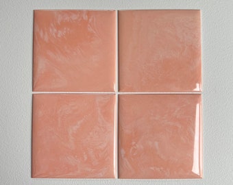 Vintage 1950's St. Clair Plastic Tile Co. Peach Marble Plastic Wall Tile, 22 Sq Ft Lot - 174 Piece Set