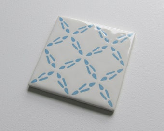 Vintage Wenczel Blue & White 1960s Mid-Century Modern Wall Tile, 24 Sq Ft Lot - 180 Piece Set