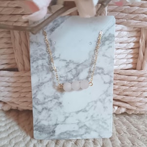 Rose Quartz necklace, rose quartz necklace, gold necklace, layering necklace, rose quartz jewelry, gold plated jewelry, dainty choker, gift