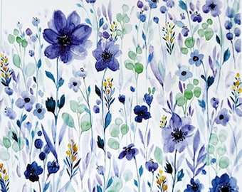 Watercolor flowers print, watercolor print, flowers print, flowers painting, blue flowers print, wildflower print, watercolor painting