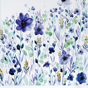 Watercolor flowers print, watercolor print, flowers print, flowers painting, blue flowers print, wildflower print, watercolor painting