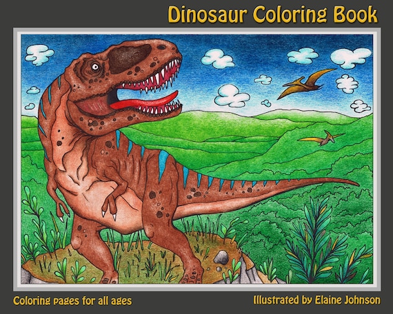 Dinosaur Coloring Book Coloring Book Kids Coloring Book Etsy