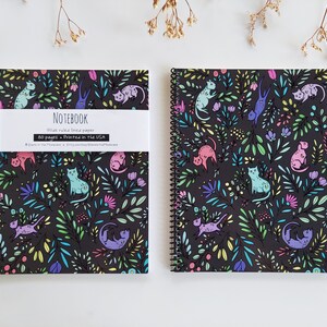 Cat notebook, lined journal, notebook spiral, journal, blank notebook, cat journal, writer gifts, lined journal, notebook journal