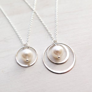 Mother Daughter Necklace Set, 2 Matching Necklaces, Gift for Mom and Daughter, Sterling Silver