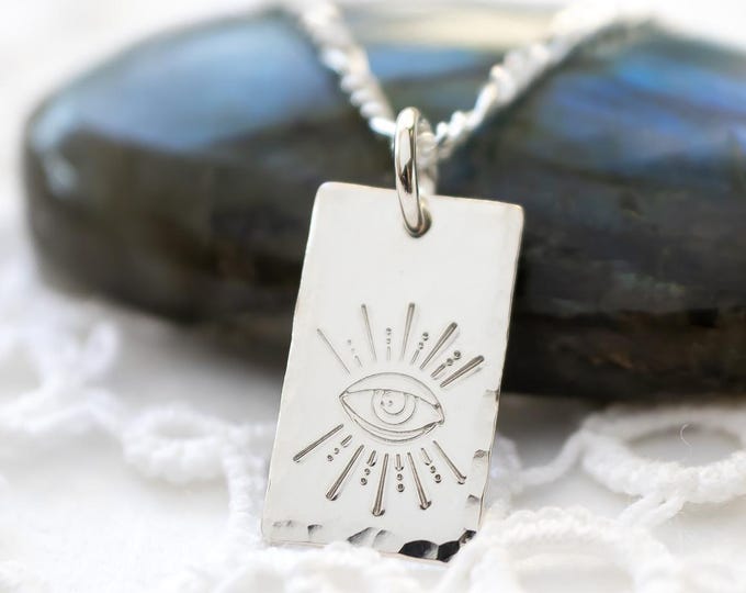 Modern Evil Eye Necklace in Sterling Silver