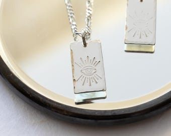 Modern Evil Eye Necklace in Sterling Silver