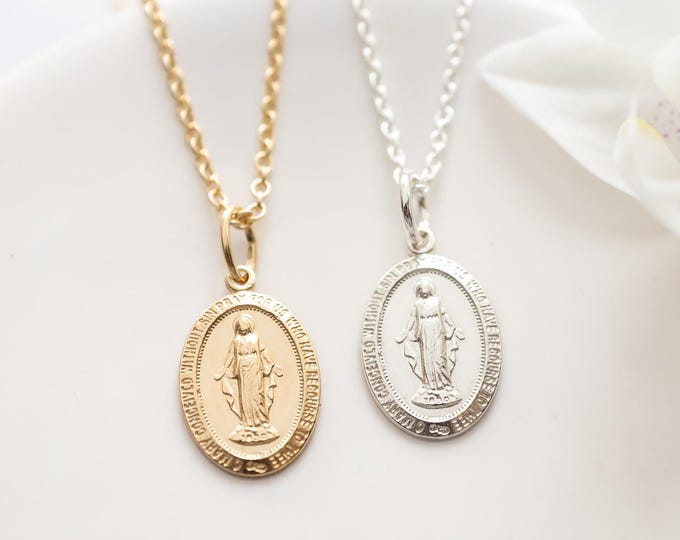Miraculous Medal Necklace in Gold Filled or Sterling Silver