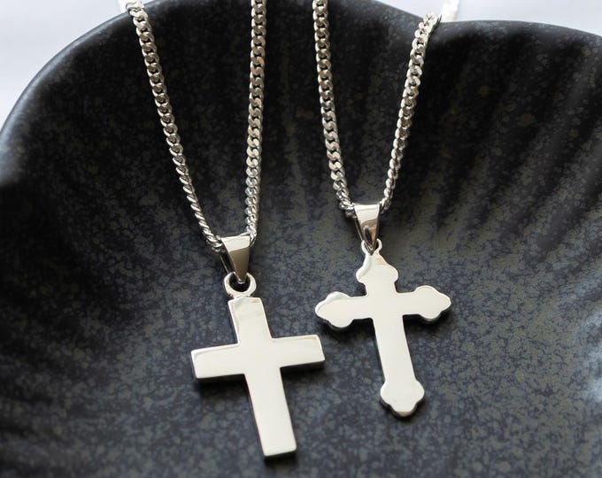 Sterling Silver Chunky Cross Necklace for Men