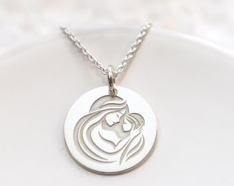Mama and Baby Necklace, Sterling Silver, New Mom Gift