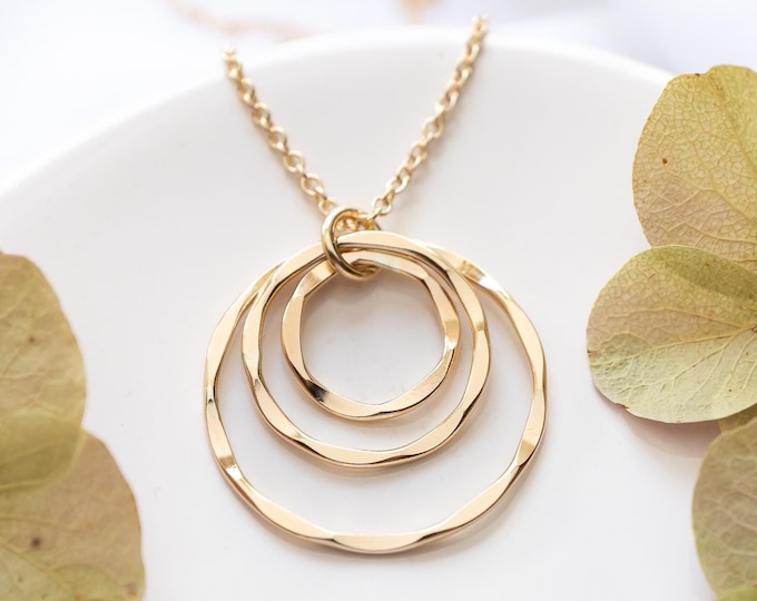 Three Circle Necklace in Gold Filled
