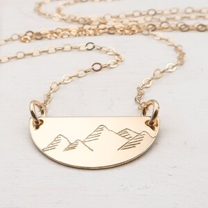 Mountain Necklace, Gold Filled or Sterling Silver, Dainty, Half Circle Necklace, Wanderlust, Gift for Her image 2